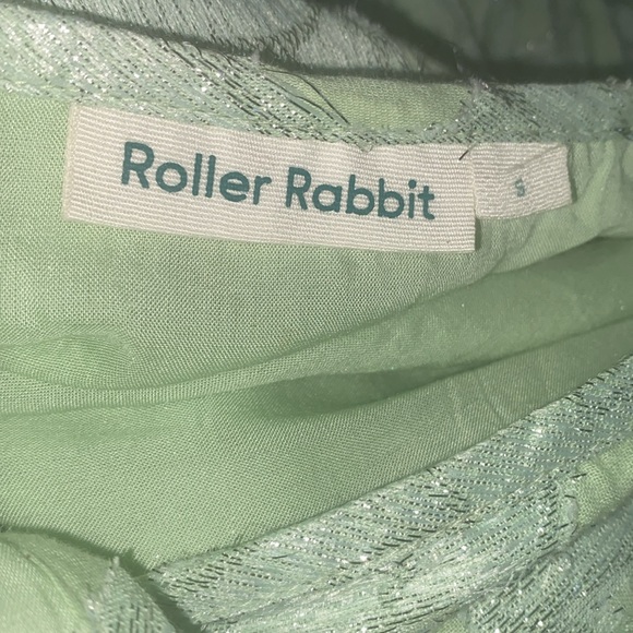 $118 Roller Rabbit Top Mint Green Metallic Jacquard V Neck Long Sleeve S - Picture 8 of 8